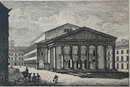 Gravure originale sur cuivre " Vue du Théâtre Royal de Bruxelles" ca. 1830 - graveur inconnu, chez Fietta Frères, imprimé par Bibliotheca Chalcographia Regia Belge vers 1950
