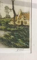 Gravure originale aquaforte 1920-1930, coloré d'origine "Le Vivier" signé par Davril (Lucien Dasselborne 1873-1952)