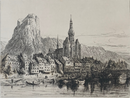 Gravure originale " Dinant " vers 1878 par Ernest George (1839-1922)