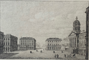 Gravure originale sur cuivre " Vue de la Place Royale de Bruxelles" ca. 1830 - graveur inconnu, chez Fietta Frères, imprimé par Bibliotheca Chalcographia Regia Belge vers 1950