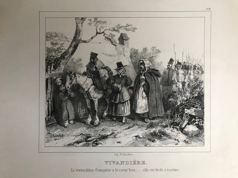 Lithographie originale " Vivandière" datant de 1825-1830 par Jean Villain d'après Charlet