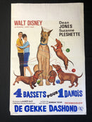 4 Bassets pour 1 Danois - Affiche de cinéma originale des années '60 - Walt Disney Productions
