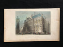 Gravure sur acier en couleur "Town Hall Ghent" vers 1850 par A.H. Payne d'après W.H. Bartlett