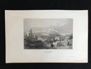 Gravure originale "Édimbourg vue du Château" vers 1845 par Larbalestier, publié par Furne