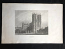Gravure originale "Londres Vue de Westminster" vers 1845 par Le Petit, publié par Furne