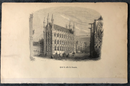 Gravure originale "Hôtel de ville de Louvain"  par W. Brown d'après Cheman - 19e Siècle