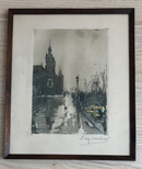 Gravure originale eau-forte à l'aquatinte 1918-1922, coloré d'origine "Marché aux Fleurs" signé par Eugène Lautral (Gen Paul, Paul Trélade 1895-1975)