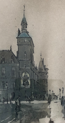 Gravure originale eau-forte à l'aquatinte 1918-1922, coloré d'origine "Marché aux Fleurs" signé par Eugène Lautral (Gen Paul, Paul Trélade 1895-1975)