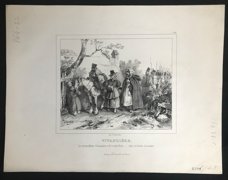 Lithographie originale " Vivandière" datant de 1825-1830 par Jean Villain d'après Charlet