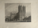 Gravure originale "Londres Vue de Westminster" vers 1845 par Le Petit, publié par Furne