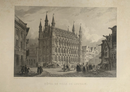 Gravure originale "Hôtel de Ville de Louvain" vers 1845 par Rouargue, publié par Furne