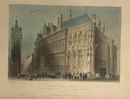 Gravure sur acier en couleur "Town Hall Ghent" vers 1850 par A.H. Payne d'après W.H. Bartlett