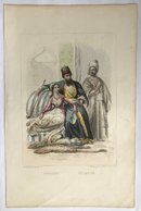 Gravure originale couleur gommée "Persans  Géorgien" vers 1858 par Rouargue, imprimé par Chardon