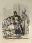 Gravure originale couleur gommée "Persans  Géorgien" vers 1858 par Rouargue, imprimé par Chardon