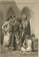 Gravure originale "Marché des Esclaves - Egypte Moderne " vers 1848 par Lemaitre d'après Prisse