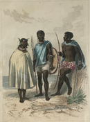 Gravure originale couleur gommée "Madégasse  Mozambique  Cafre" vers 1858 par Rouargue, imprimé par Chardon