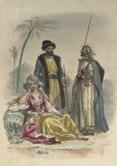 Gravure originale couleur gommée "Levantins  Kurde" vers 1858 par Rouargue, imprimé par Chardon