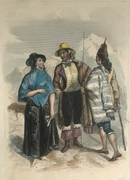 Gravure originale couleur gommée "Péruvienne  Brésilien  Chilien" vers 1858 par Rouargue, imprimé par Chardon