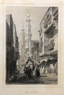 Gravure originale "Le Caire" vers 1845 par Rouargue, publié par Furne