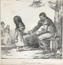 Lithographie originale " La petite école du soldat" datant de 1825-1830 par Jean Villain d'après Charlet (1822)