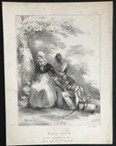 Lithographie originale " Charmante Gabrielle" datant de 1825-1830 par  Jean Villain d'après Charlet