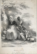 Lithographie originale " Charmante Gabrielle" datant de 1825-1830 par  Jean Villain d'après Charlet