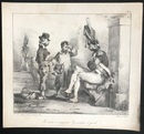Lithographie originale " Il veut s'engager Grenadier à Pied" datant de 1825-1830 par Jean Villain d'après Charlet