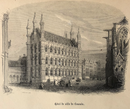 Gravure originale "Hôtel de ville de Louvain"  par W. Brown d'après Cheman - 19e Siècle